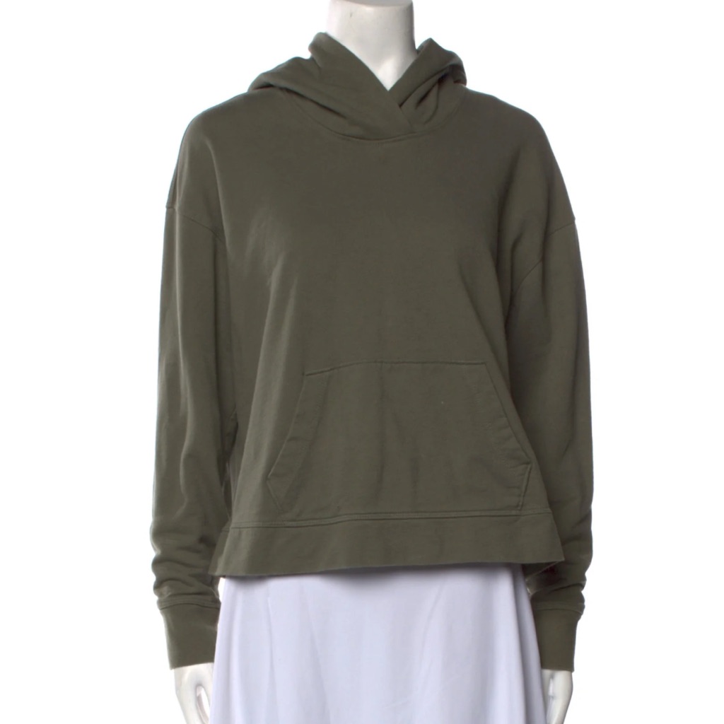 James Perse Cowl Neck Hoodie In Army Green Sz. M (2)